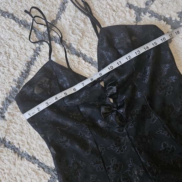 JOLYNN Vintage Low Black Slip Lingerie With Bow Detail Medium - Picture 5 of 6